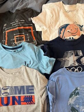 Kids Graphic T-Shirt Bundle - Assorted Blue, Gray, Navy & White